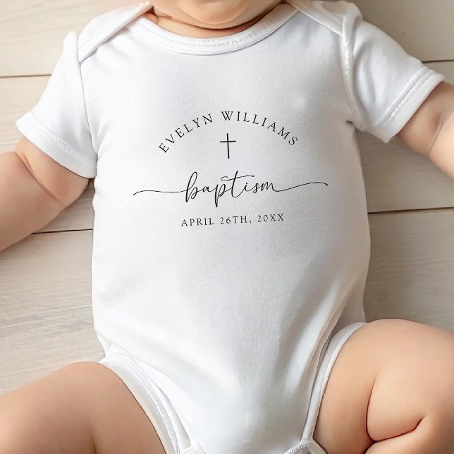 Minimalist Cross Personalised Baptism Outfit Baby Bodysuit (Creator Uploaded)