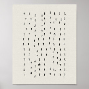 Minimalist Crowd of People Silhouette Art Poster