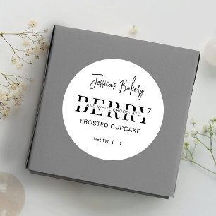Minimalist Cupcake Bakery Food Round Label Custom