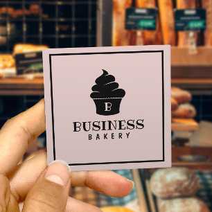 Minimalist Cupcake Home Bakery Blush Pink Square Business Card