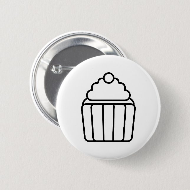 Minimalist Cupcake Outline Button (Front & Back)