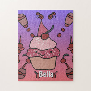 Minimalist Cupcake with a cherry and sprinkles Jigsaw Puzzle