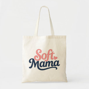 Minimalist Cursive "Soft Mama" Typography Design Tote Bag