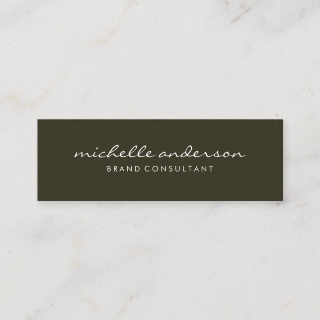 Minimalist Cursive Text Mini Business Card (Front)