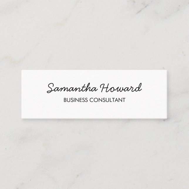 Minimalist Cursive Text Mini Business Card (Front)