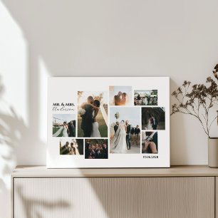 Minimalist Custom 9-Photo Wedding Collage Canvas Print