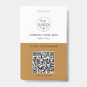 Minimalist Custom Badge with Logo & QR Code ID Badge
