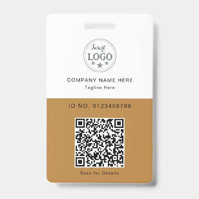 Minimalist Custom Badge with Logo & QR Code ID Badge (Front)