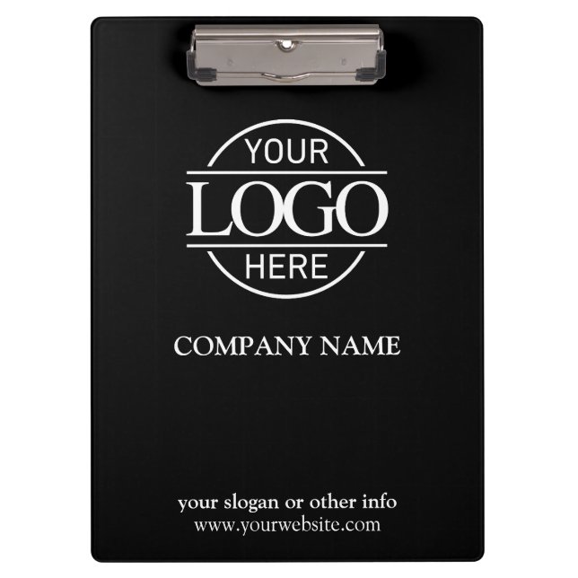 Minimalist Custom Black Company Business Logo Clipboard (Front)