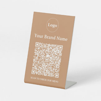 Minimalist Custom Business Logo and QR Code Pedestal Sign