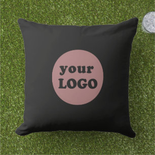 Minimalist Custom Business Logo Black Cushion