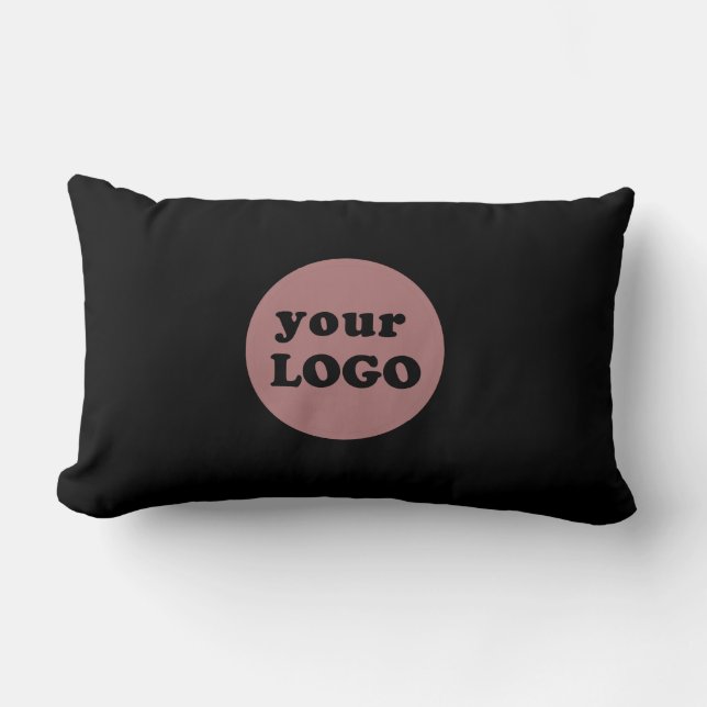 Minimalist Custom Business Logo Black Lumbar Cushion (Front)