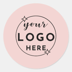 Minimalist Custom Business Logo Blush Pink Classic Round Sticker