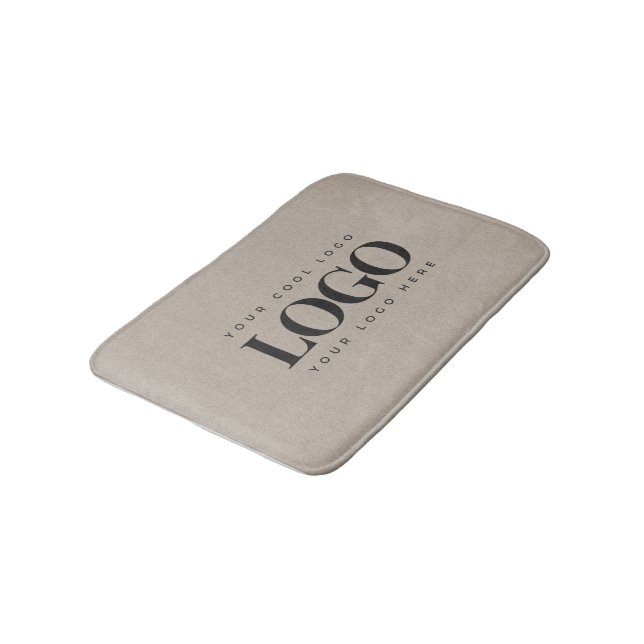 Minimalist Custom Business Logo Kraft Earthy Look  Bath Mat (Angled)