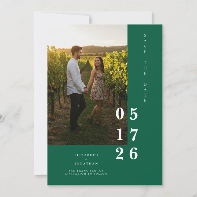 Minimalist Custom Classy Photol Wedding Save The Date (Front)