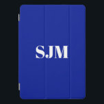 Minimalist Custom cobalt blue monogram initials iPad Pro Cover<br><div class="desc">Minimalist Custom cobalt blue and white monogram initials name iPad Pro Cover</div>