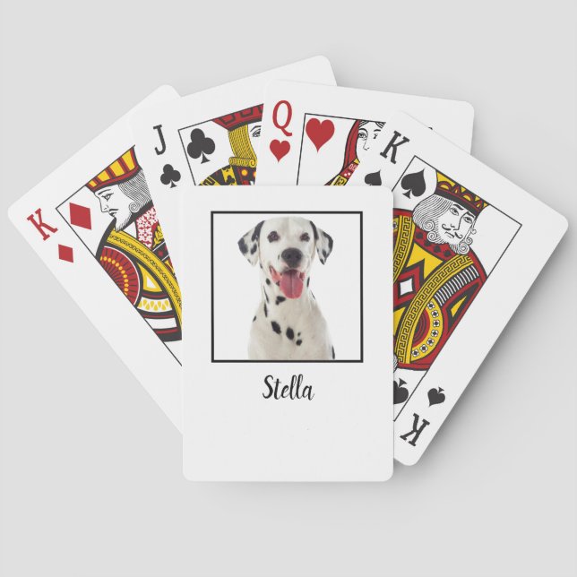 Minimalist Custom Dog Photo Playing Cards (Back)
