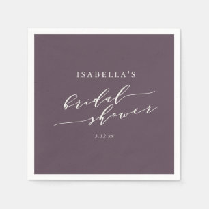 Minimalist Custom Dusty Fall Plum Bridal Shower Napkin