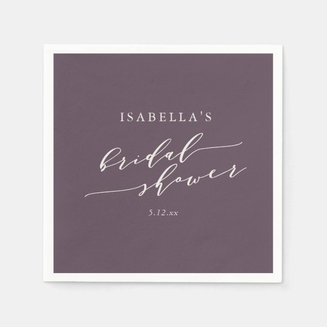 Minimalist Custom Dusty Fall Plum Bridal Shower  Napkin (Front)
