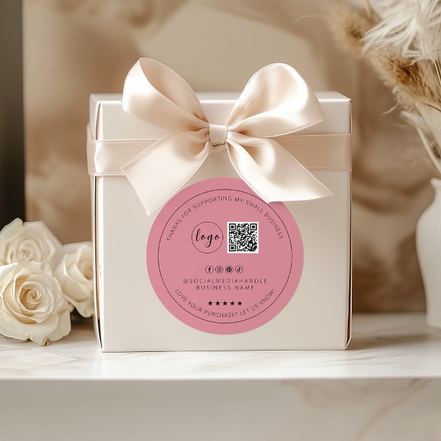 Minimalist Custom Dusty Rose Thank You Sticker  (Minimalist Custom Dusty Rose Thank You Sticker)