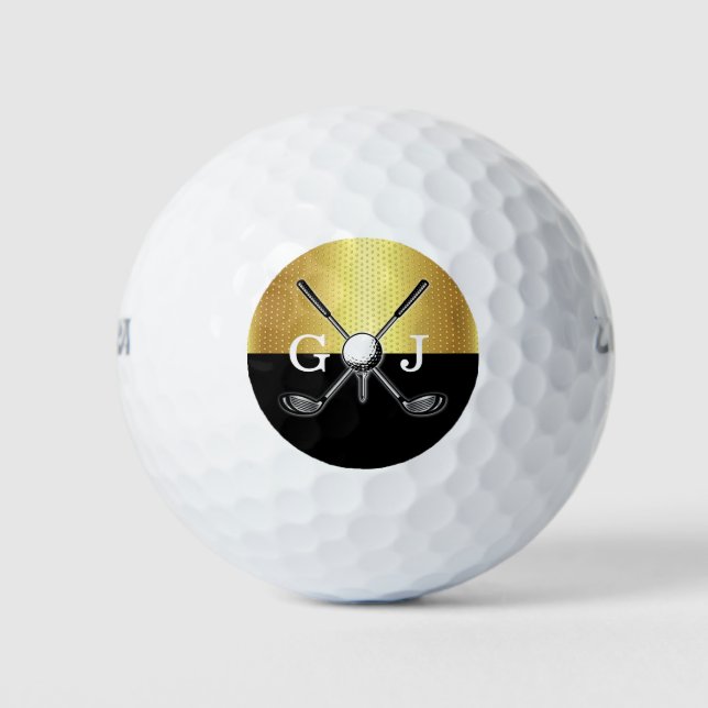 Minimalist Custom Elegant Golf Monogram Design Golf Balls (Front)