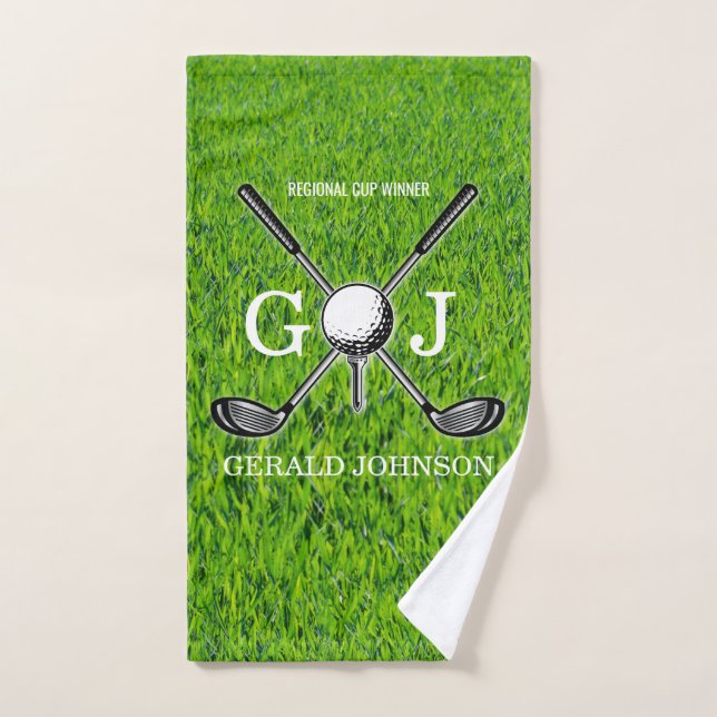 Minimalist Custom Elegant Golf Monogram Design Hand Towel (Hand Towel)