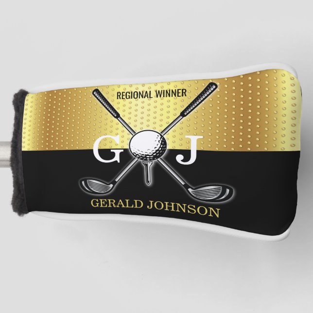 Minimalist Custom Elegant Golf Monogram Design Head Cover (Front)
