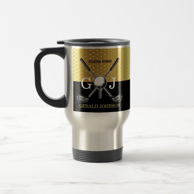 Minimalist Custom Elegant Golf Monogram Design Travel Mug (Left)