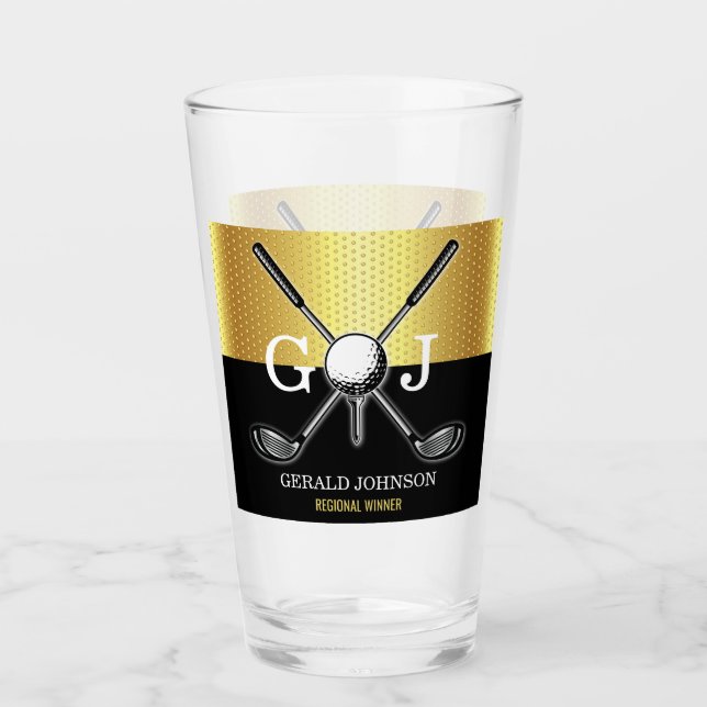 Minimalist Custom Elegant Golf Monogram Glass (Front)
