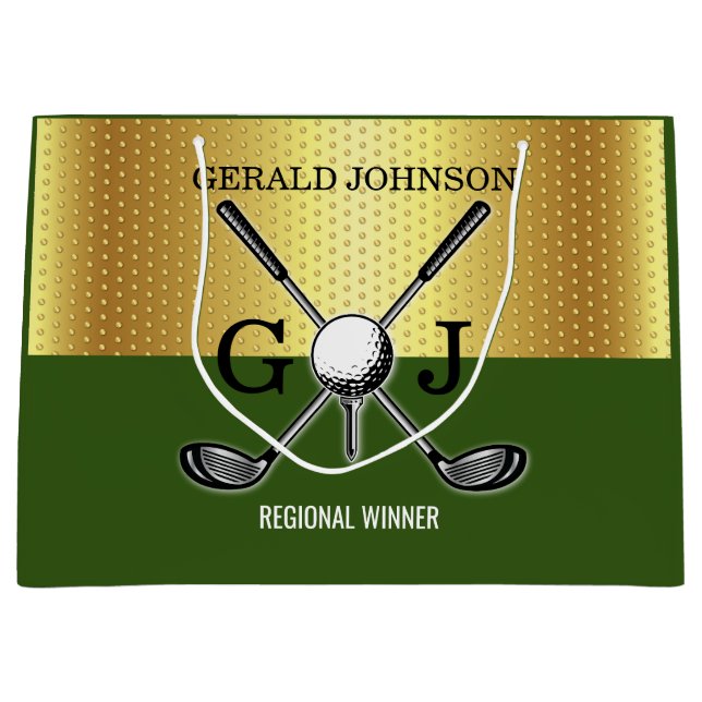 Minimalist Custom Elegant Golf Monogram Large Gift Bag (Front)