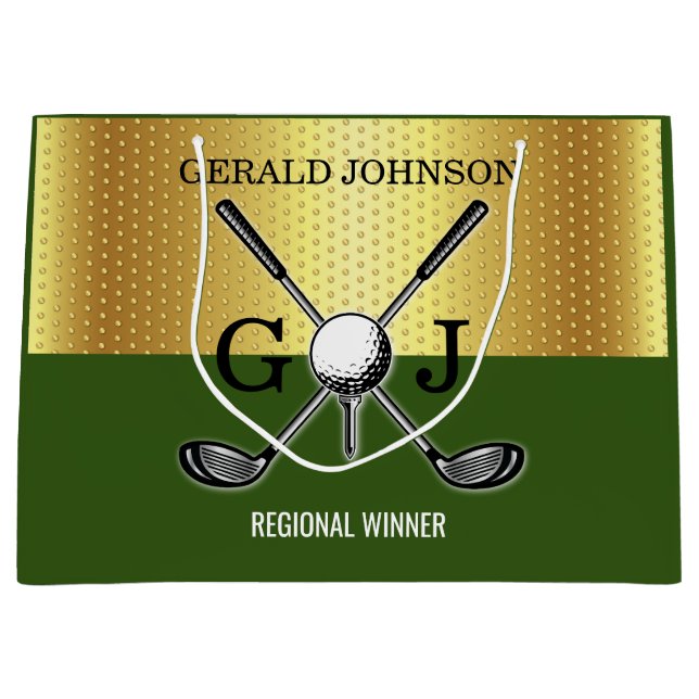 Minimalist Custom Elegant Golf Monogram Large Gift Bag (Front)