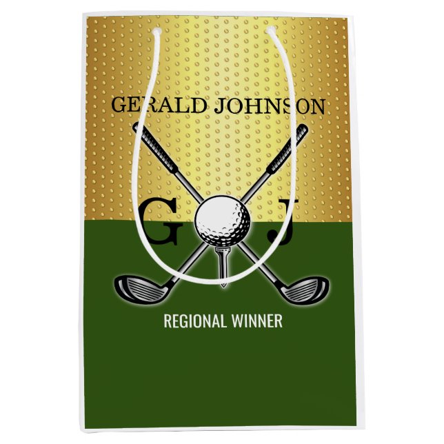 Minimalist Custom Elegant Golf Monogram Medium Gift Bag (Front)
