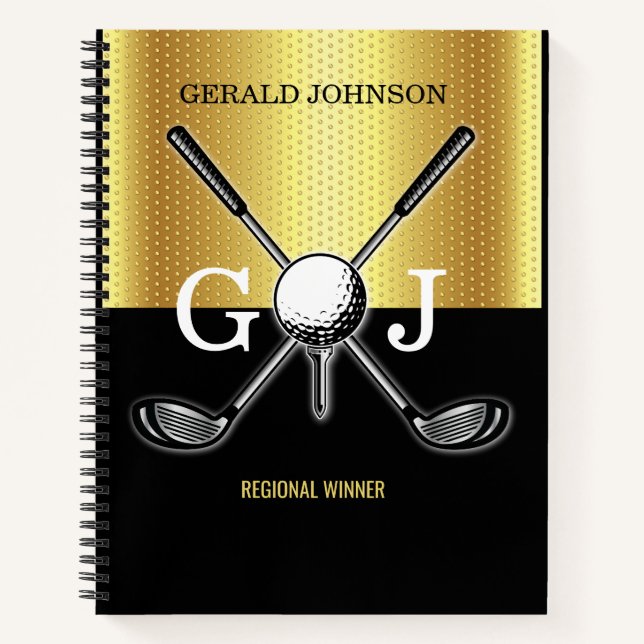 Minimalist Custom Elegant Golf Monogram Notebook (Front)
