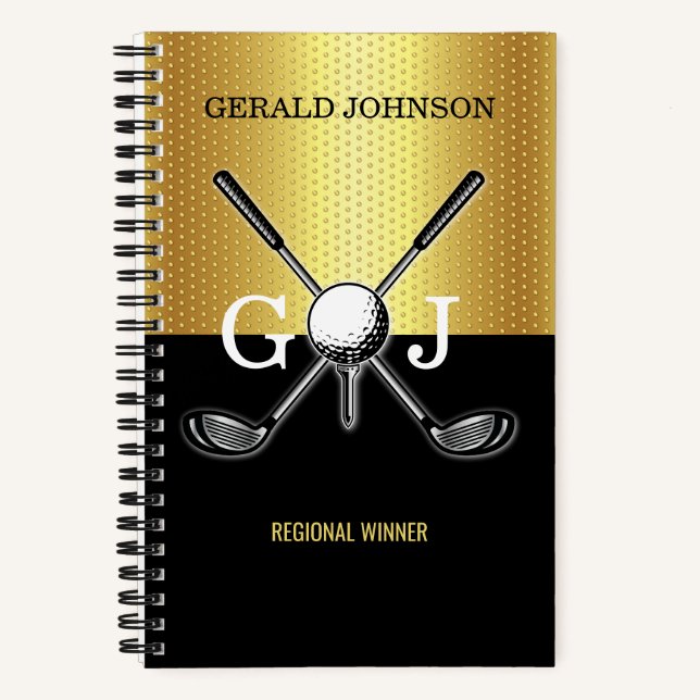 Minimalist Custom Elegant Golf Monogram Notebook (Front)