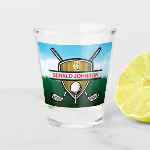 Minimalist Custom Elegant Golf Monogram Shot Glass