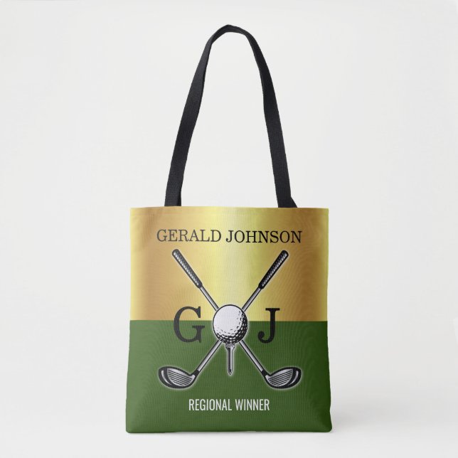 Minimalist Custom Elegant Golf Monogram Tote Bag (Front)