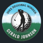 Minimalist Custom Elegant Men Golf Monogram Classic Round Sticker<br><div class="desc">Minimalist Custom Elegant Men Golf Monogram Design by Edward Eksi. Easy modification of TEXTS for your needs.</div>
