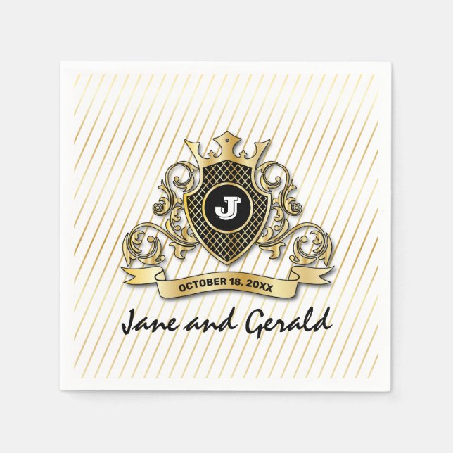 Minimalist Custom Elegant Monogram Design Napkin (Front)