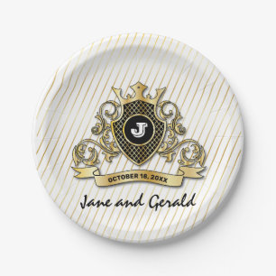 Minimalist Custom Elegant Monogram Design Paper Plate