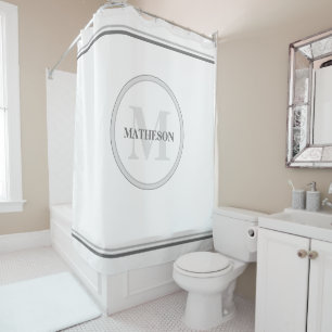 Minimalist Custom Hotel Monogram Chic Shower Curtain