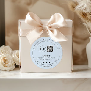 Minimalist Custom Light Blue Thank You Sticker