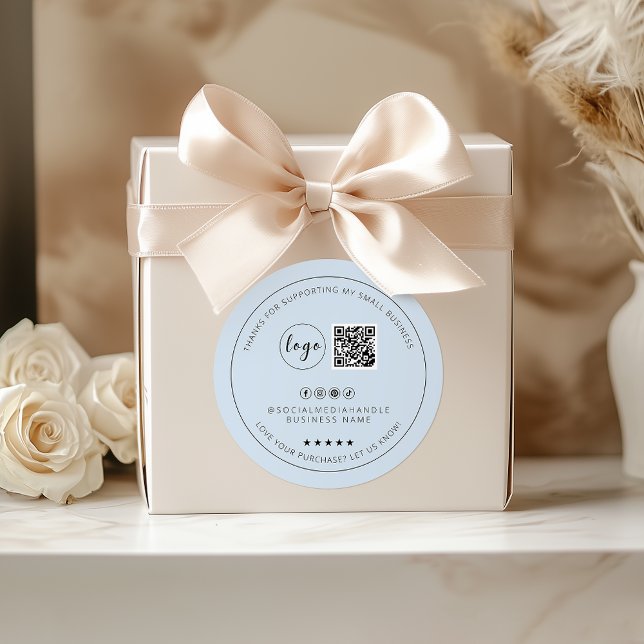 Minimalist Custom Light Blue Thank You Sticker  (Minimalist Custom Light Blue Thank You Sticker)