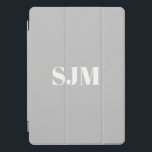 Minimalist Custom light grey & white monogram name iPad Pro Cover<br><div class="desc">Minimalist Custom light grey and white monogram name iPad Pro Cover</div>
