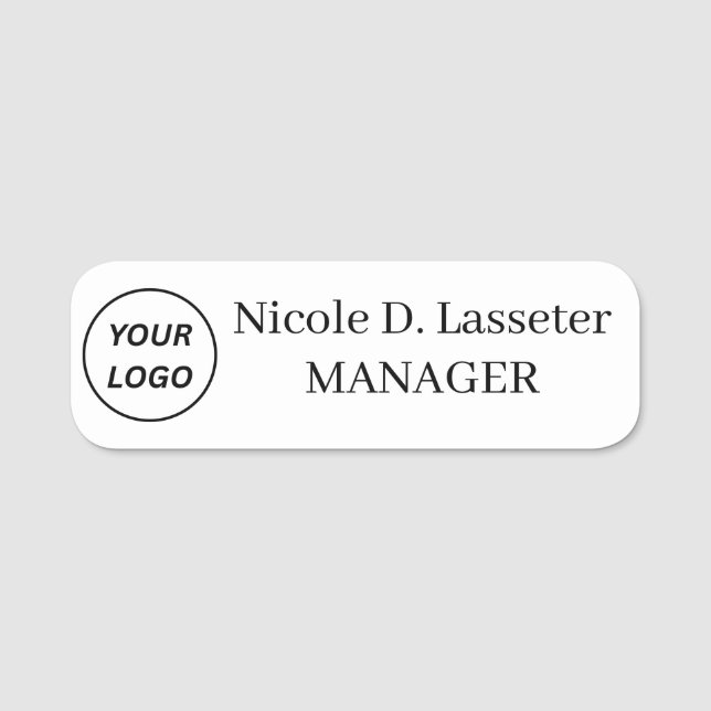 Minimalist Custom Logo Employee Name Badge - Elega (Front)