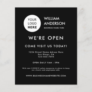 Minimalist Custom Logo Modern Black Grand Opening Flyer