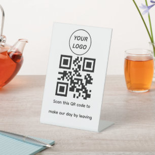 Minimalist Custom Logo QR Code Acrylic Table Sign 
