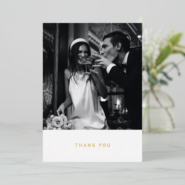 Minimalist Custom Message Photo Wedding Thank You  (Standing Front)