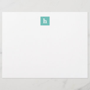 Minimalist Custom Monogram Aqua Blue Letterhead