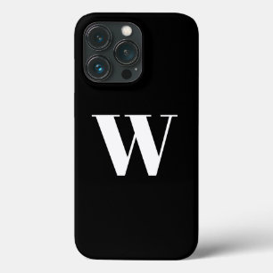 Minimalist custom monogram initial letter black iPhone 13 pro case