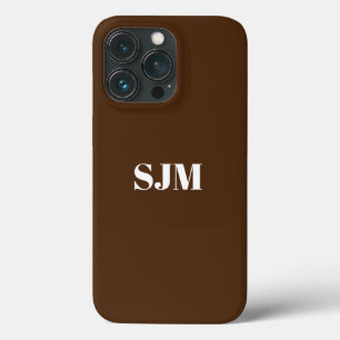 Minimalist Custom monogram initials name brown iPhone 13 Pro Case